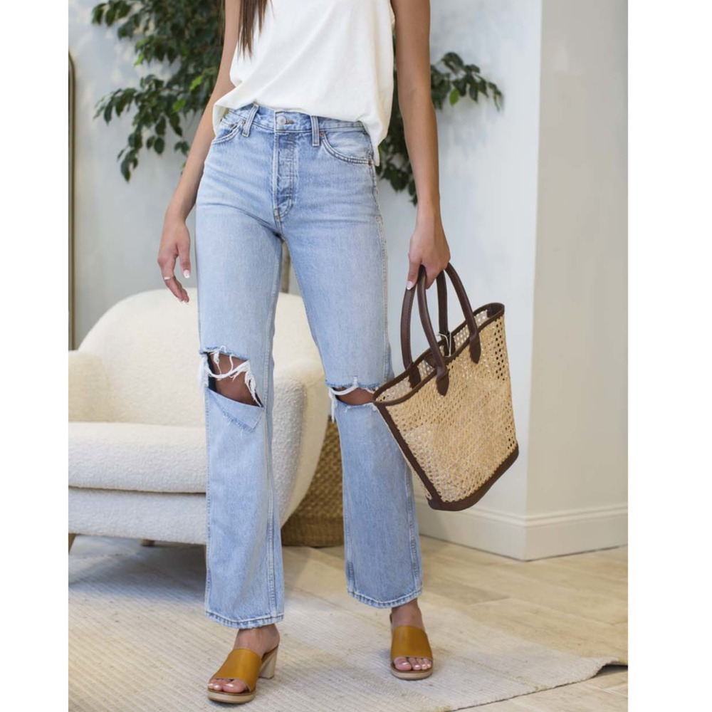 Re/Done 90s High Rise Loose leg Denim Jeans Playa Destroy size 26